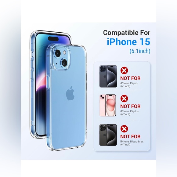 New! Unopened! 5 in 1 for iPhone 15 Case, with 2 Tempered Glass Screen Protector - Picture 4 of 13